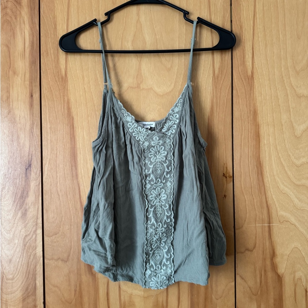 Maurices Olive Green Camisole with Embroidery